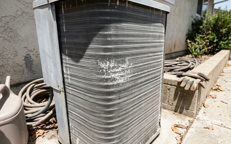 White salt crust on aluminum condenser fins