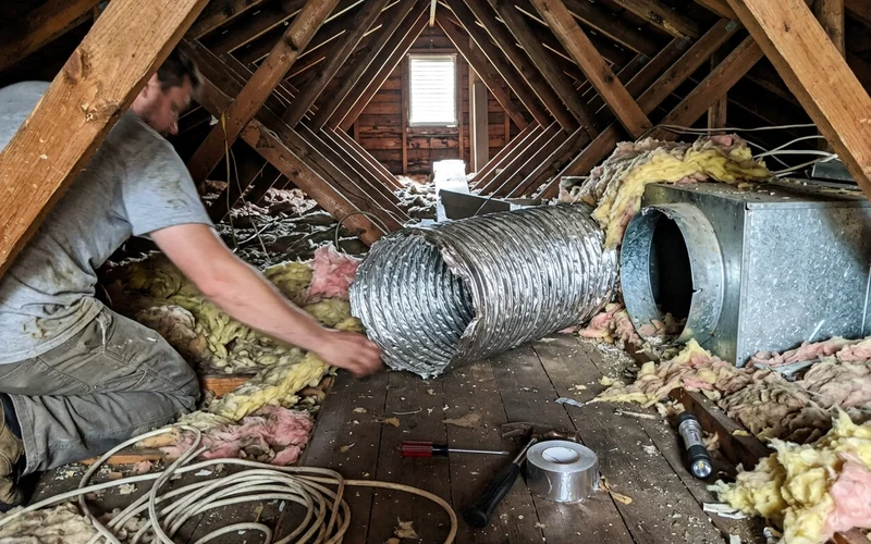 Disconnected return duct in a hot attic