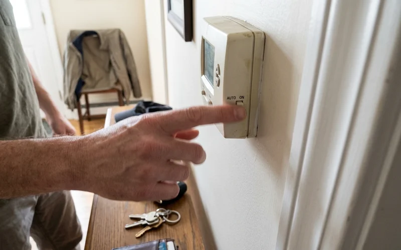 Thermostat fan setting showing Auto and On