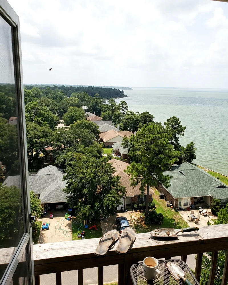 The Eastern Shore of Mobile Bay with neighborhoods, tree canopy and shoreline