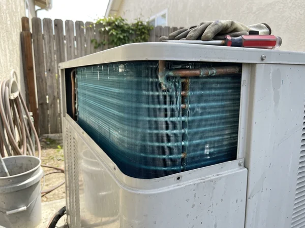 Coated condenser coil on a coastal-rated AC unit
